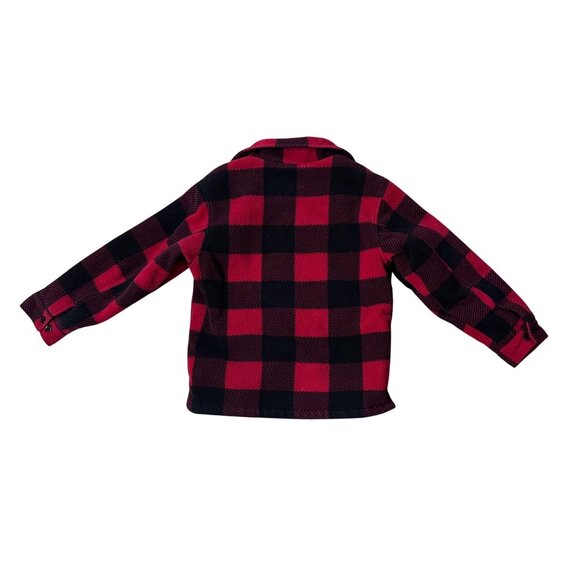 Vintage Buffalo Plaid Fleece Coat Jacket Red Black Checkered Sherpa Lining - Picture 3 of 6
